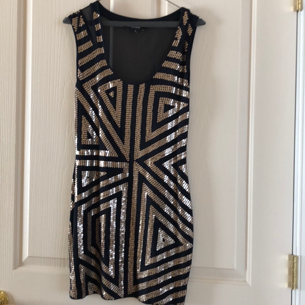 Express Dress black with rose gold sequin